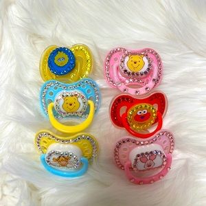 Lot of six Swarovski crystal pacifiers